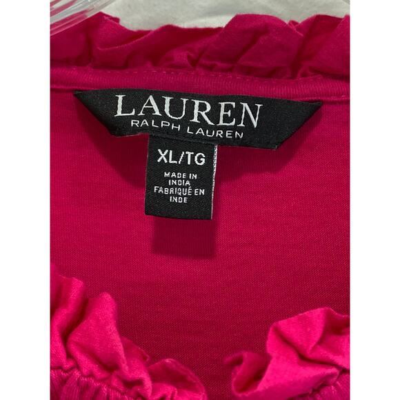 Lauren Ralph Lauren Jersey Flutter Sleeve Cotton Top XL Black Label Quiet Luxury - Picture 7 of 10